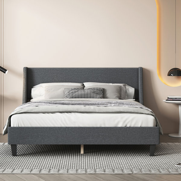 Latitude Run® Queen Linen Platform Bed Frame Wayfair Canada